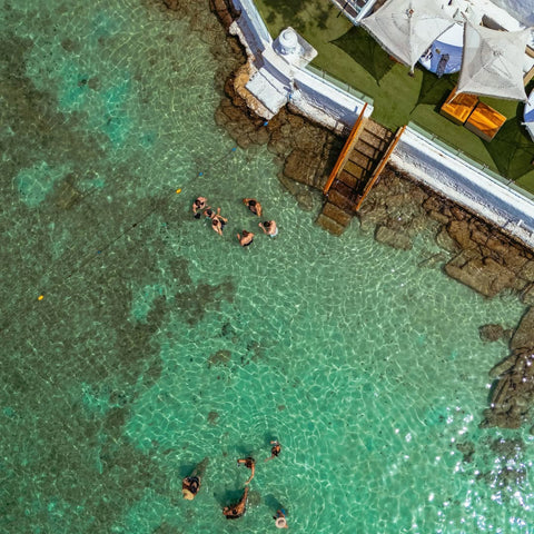 Bora Bora Rosario Islands beach beds and turquoise water